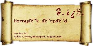 Hornyák Árpád névjegykártya